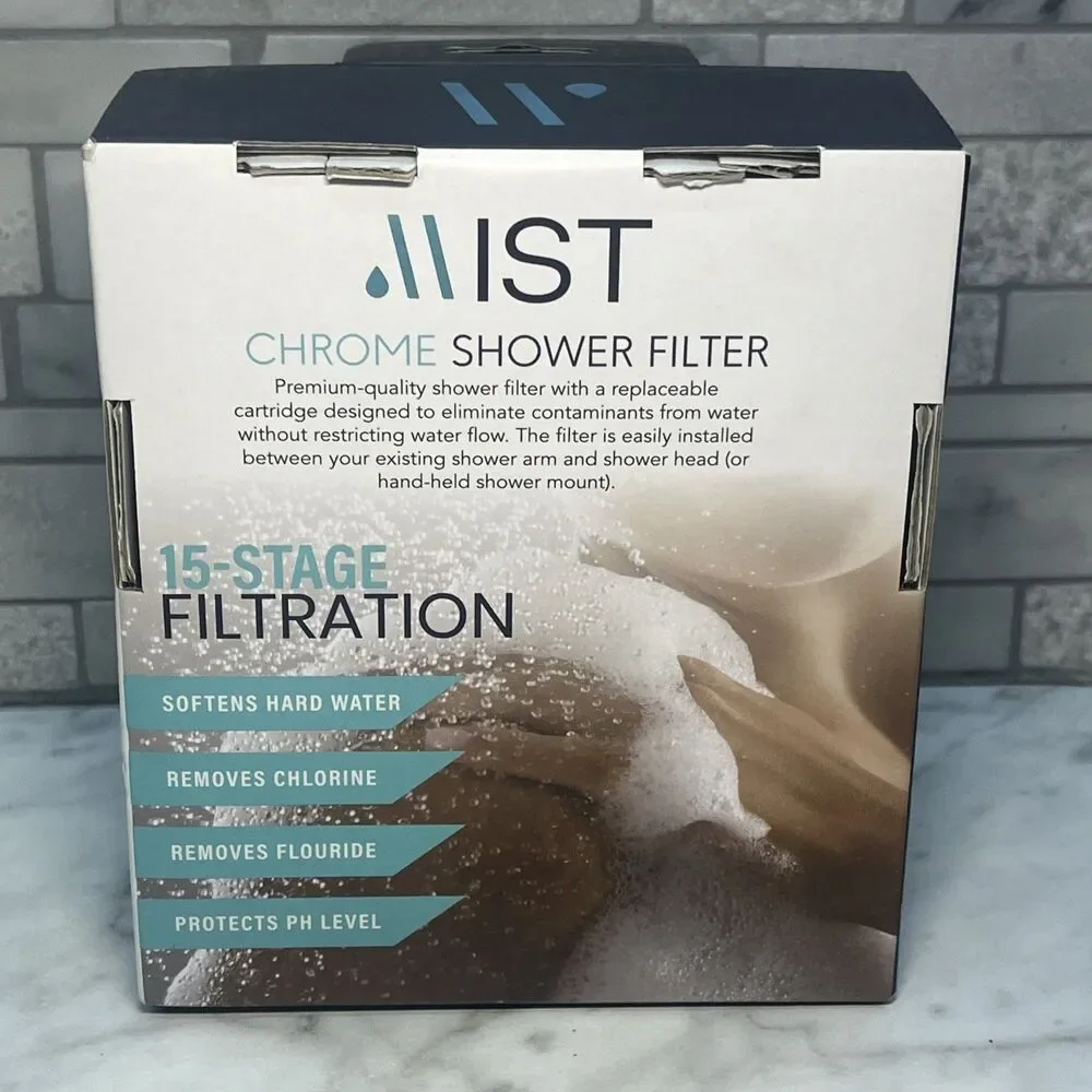 15 Stage Chrome Shower Head Filter for Hard Water, Removes Chlorine & fluoride